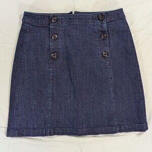 Ann Taylor Womens Skirt 4 Blue Denim Knee Lenght Buttoned